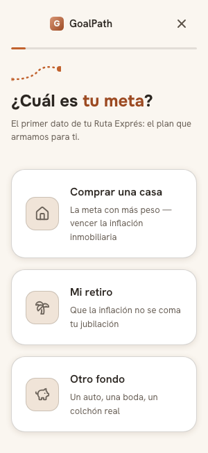Elige tu meta en 3 clics